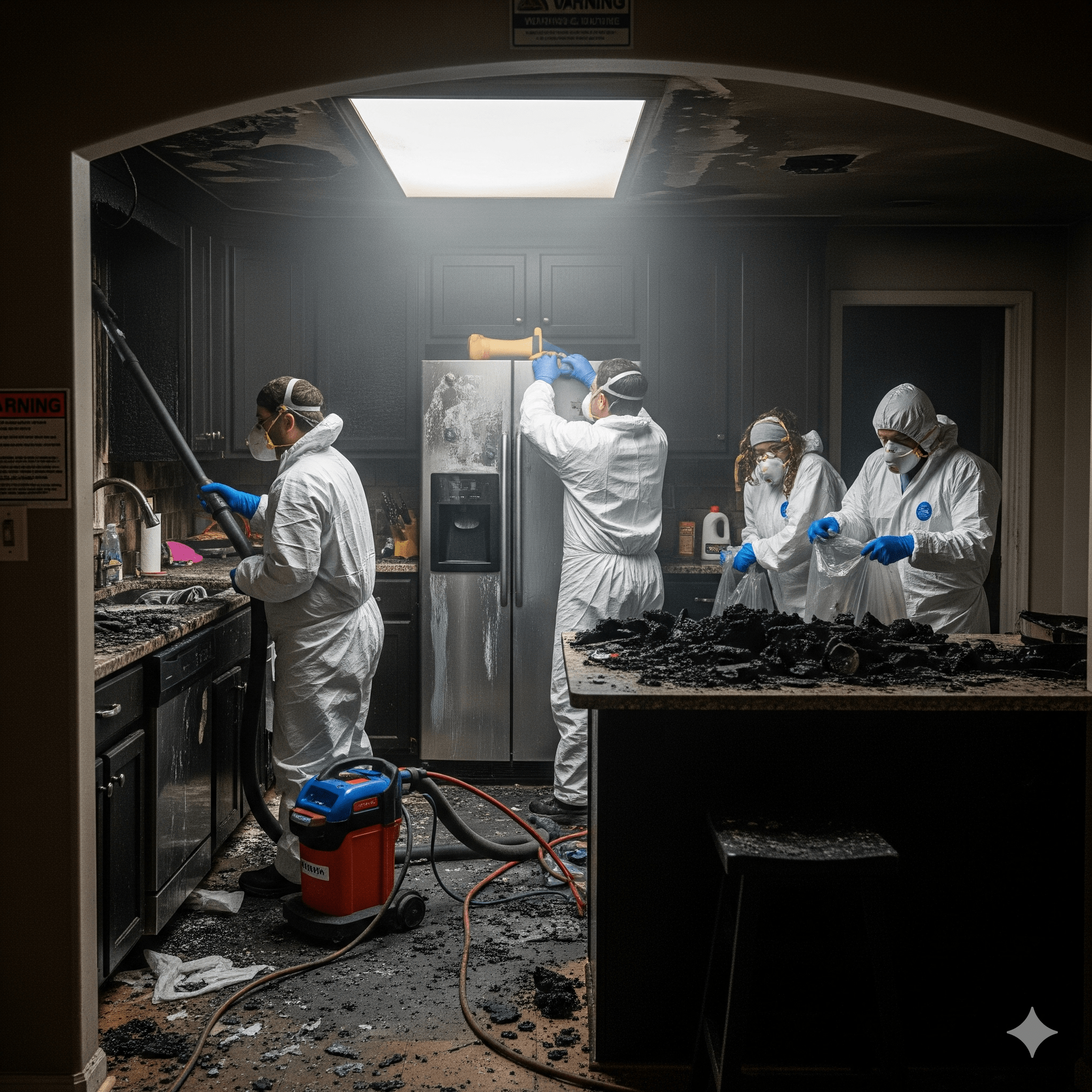 Kitchen Fire Cleanup in Las Vegas: Grease, Soot & Odor 1 Pinpoint Property Services fire and smoke damage cleanup in a Las Vegas home