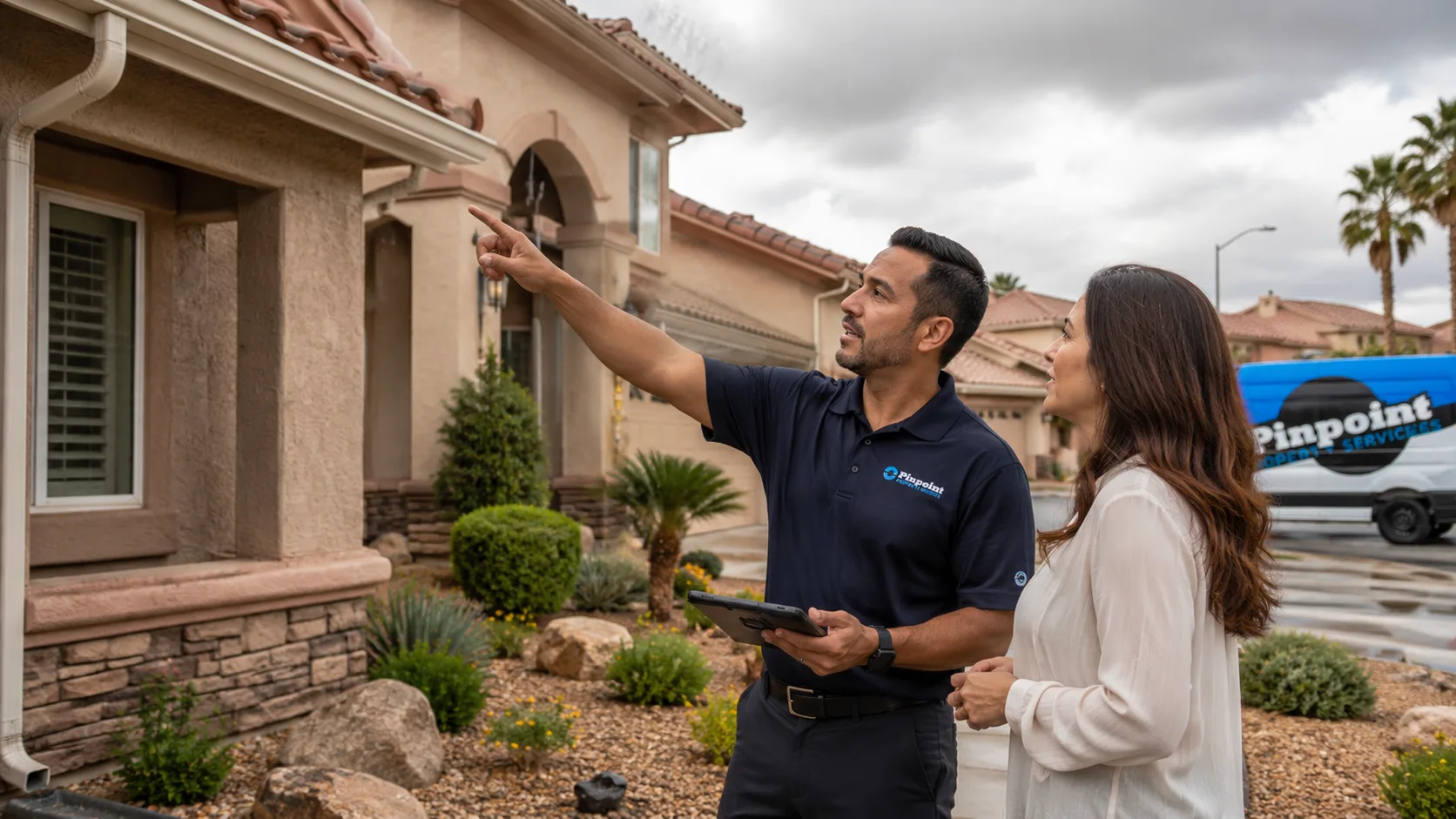 Monsoon Season Water Damage in Las Vegas: A Homeowner's Guide 3 Pinpoint Property Services helping a homeowner with a monsoon water damage insurance claim